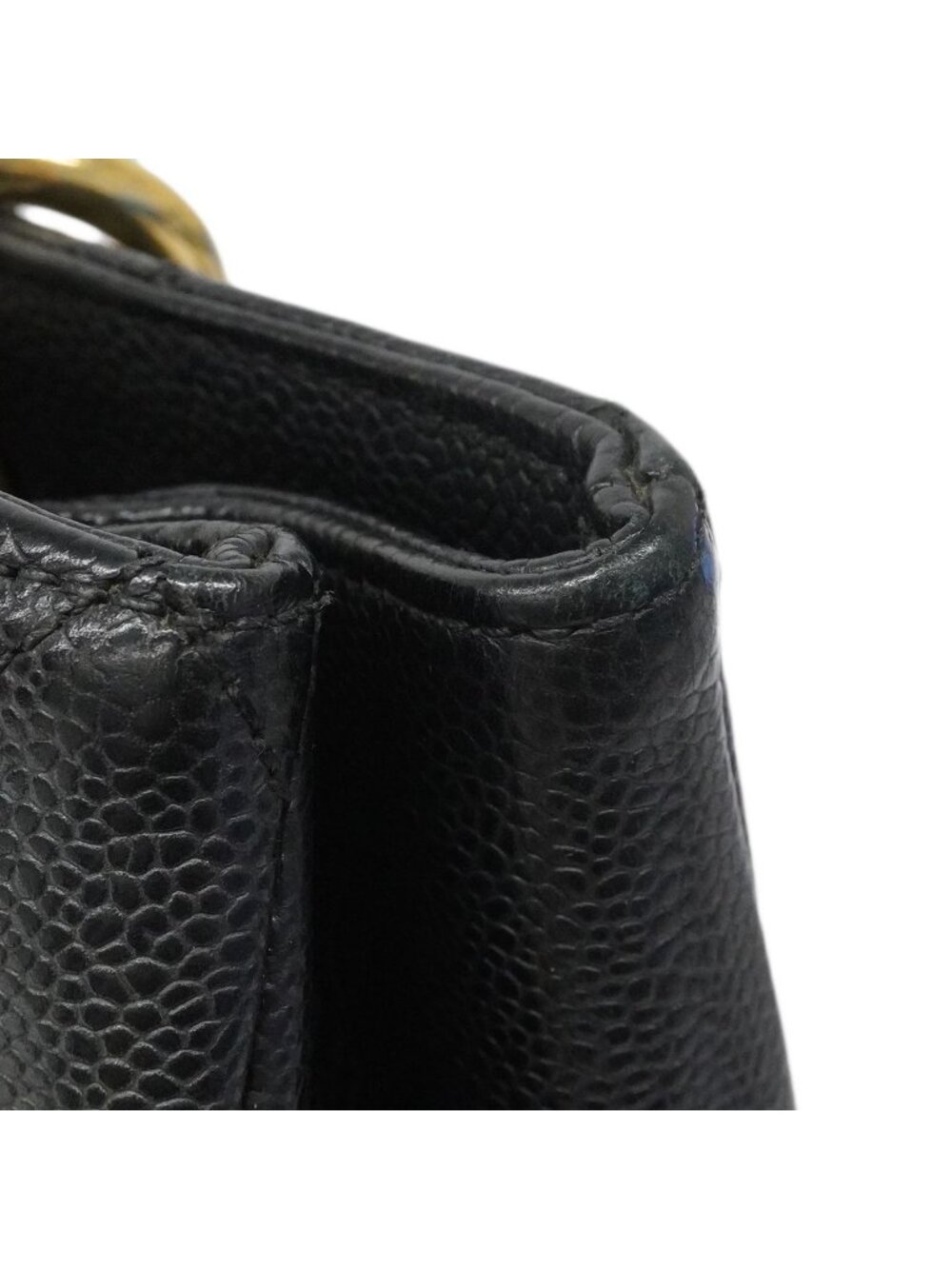 Chanel Chain Tote Quilted Caviar Leather Black Gold - Picture 7 of 10